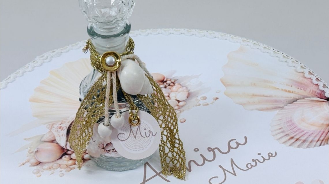 Trusou botez cu perle și scoici în nuanțe sand & peach – „Perle Marine” 23